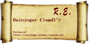 Reininger Elemér névjegykártya